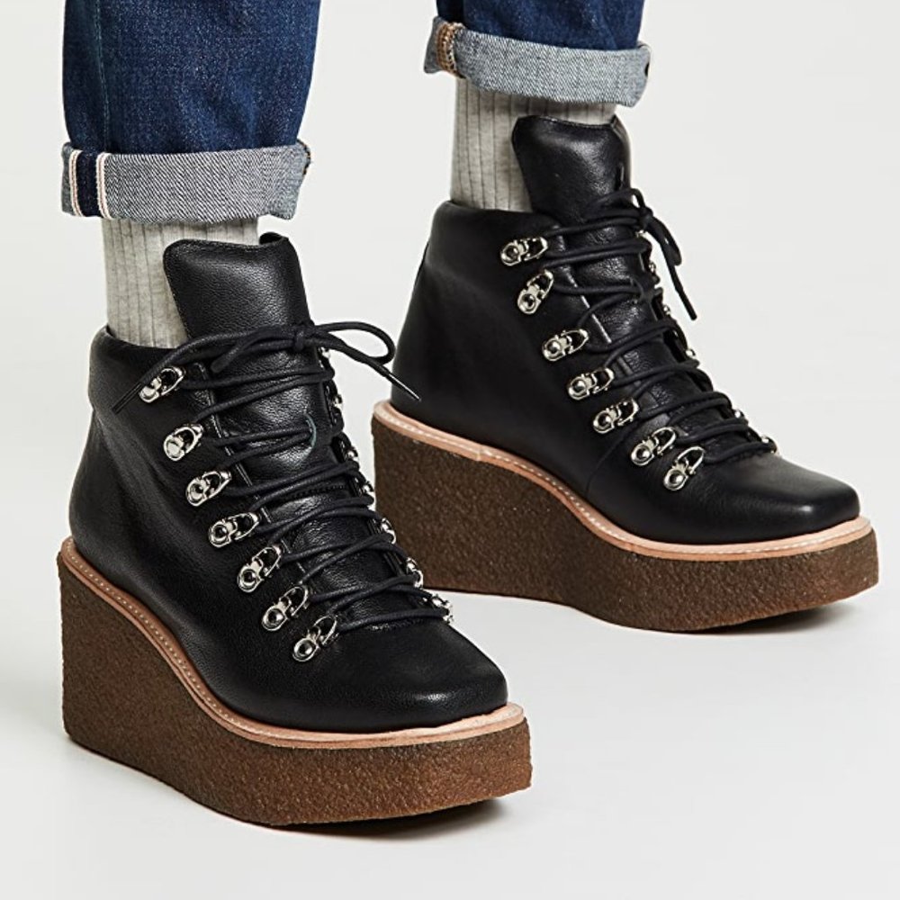 Jeffrey Campbell Viajar Wedge Hiker Bootie Black